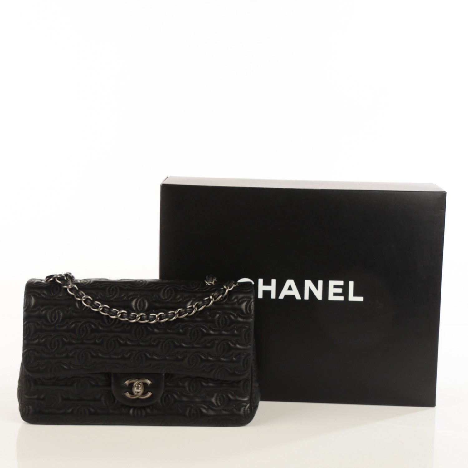 Chanel Lambskin Embroidered Jumbo CC Follies Flap Black 4 of 9