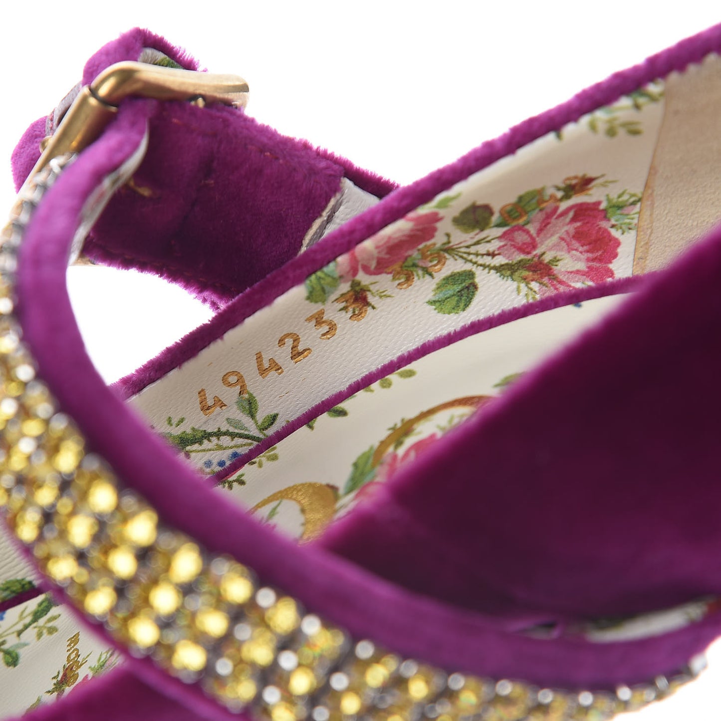 Velvet Crystal Embellished Sylvie High Heel Pumps 35 Fucsia Violet Cyclamen