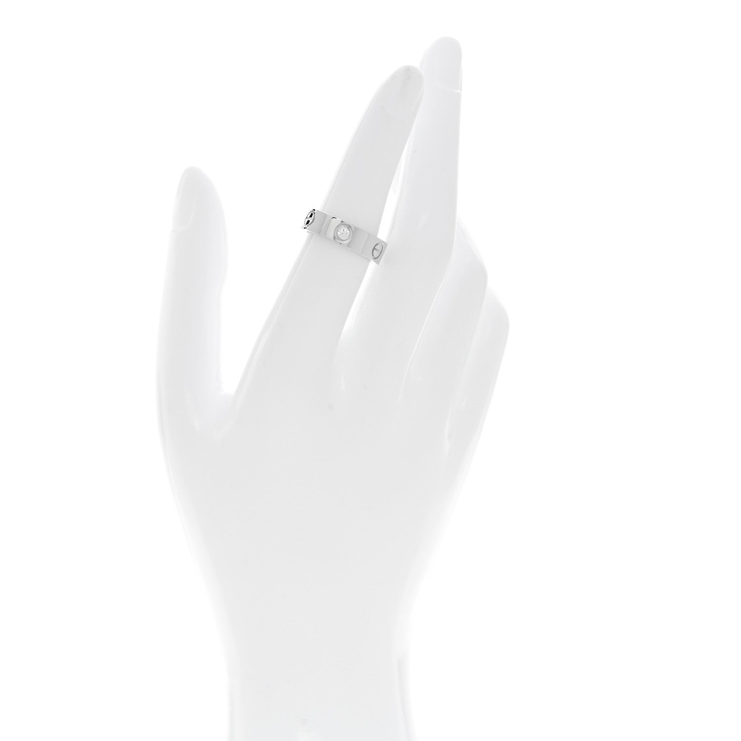 Cartier 18K White Gold 3 Diamond 5.5mm LOVE Ring 51 5.75 2 of 4