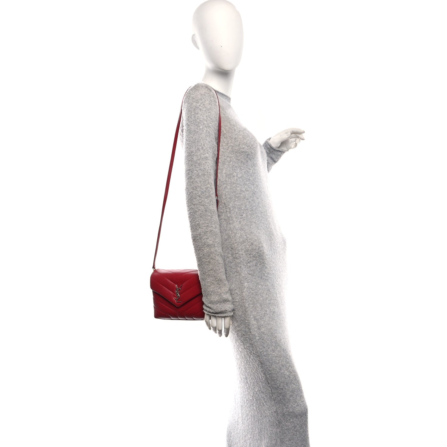 Saint Laurent Calfskin Y Quilted Monogram Toy Loulou Crossbody Bag New Lipstick 2 of 11