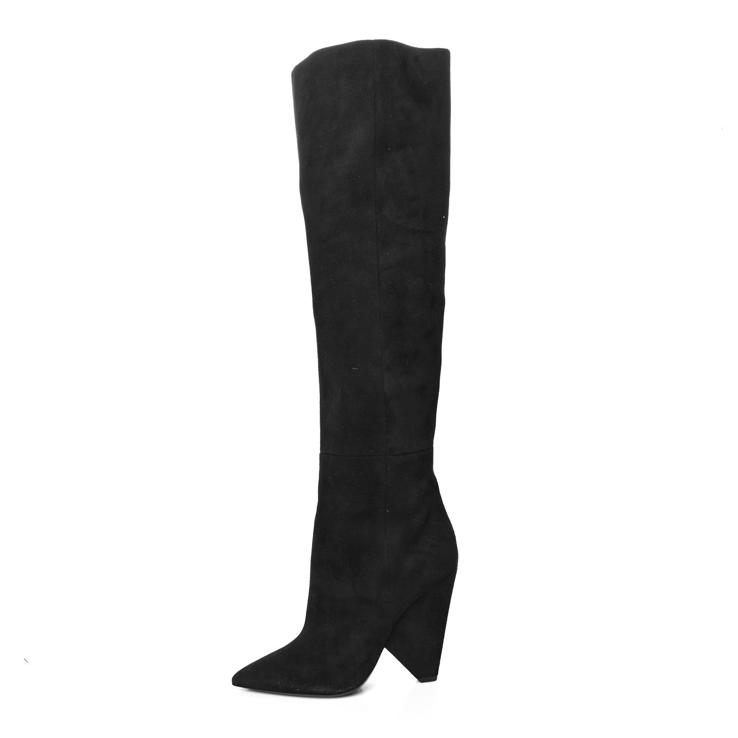 Saint Laurent Suede Niki 105 Thigh High Boots 38 Black 1 of 6