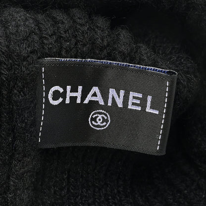 Chanel Cashmere Sequin Logo Beanie Hat Black Gold 5 of 5