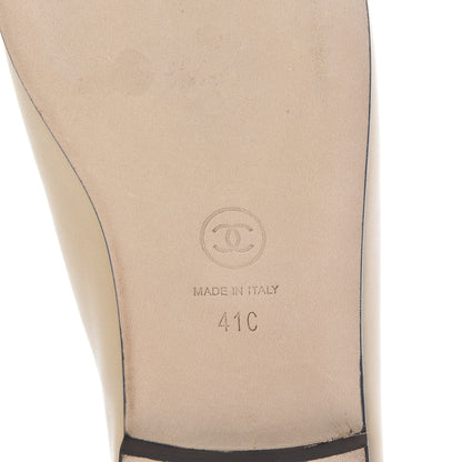 Chanel Lambskin CC Cap Toe Ballerina Flats 41 Beige Black 6 of 11