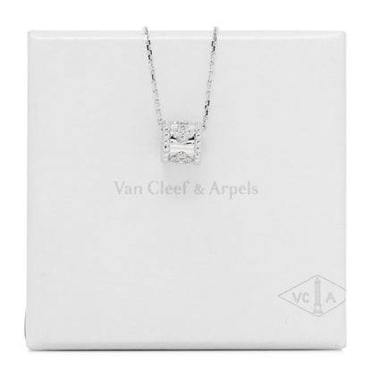 Van Cleef & Arpels 18K White Gold Diamond Small Perlee Clovers Pendant Necklace 5 of 5