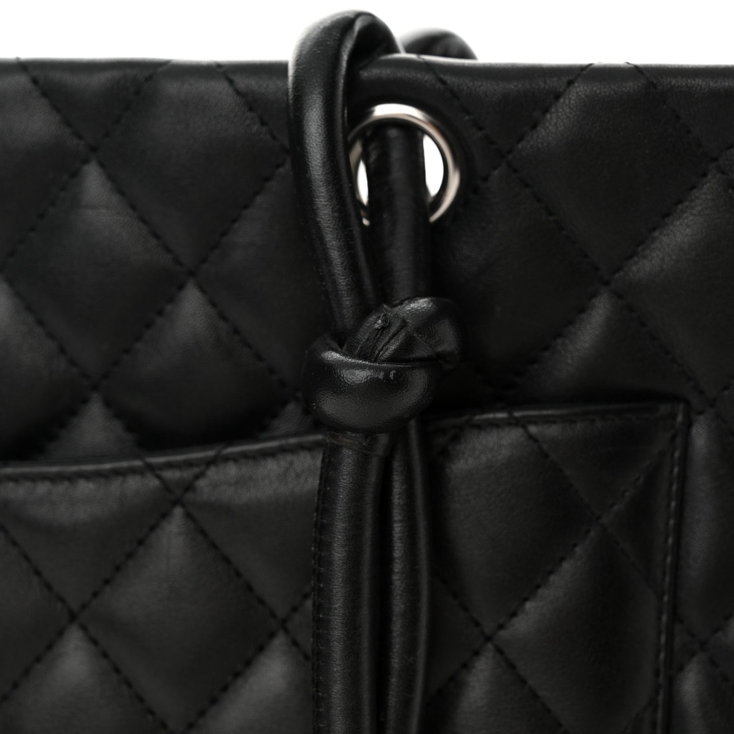 Calfskin Quilted Large Cambon Tote Black
