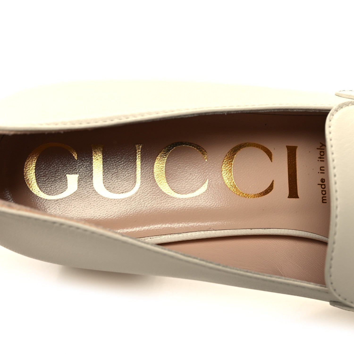Gucci Malaga Kid Zumi Mid Heel Loafers 39 Vintage White 8 of 9