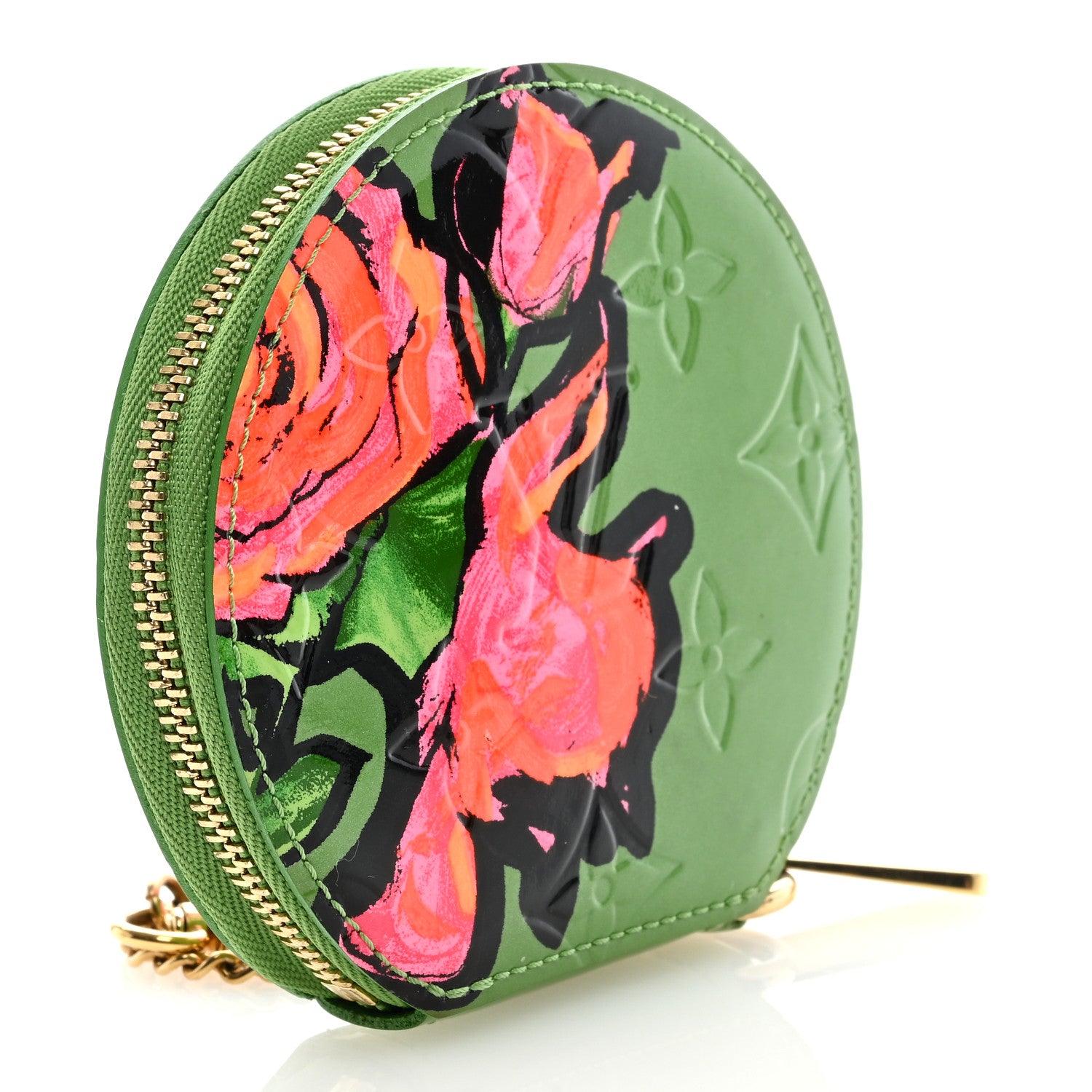Louis Vuitton Vernis Roses Chapeau Coin Purse Vert Tonic 3 of 6