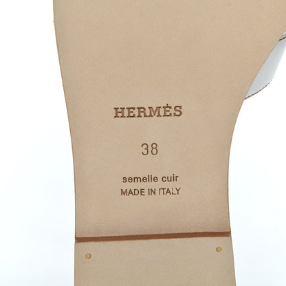 Hermes Box Calfskin Oran Sandals 38 White 7 of 9