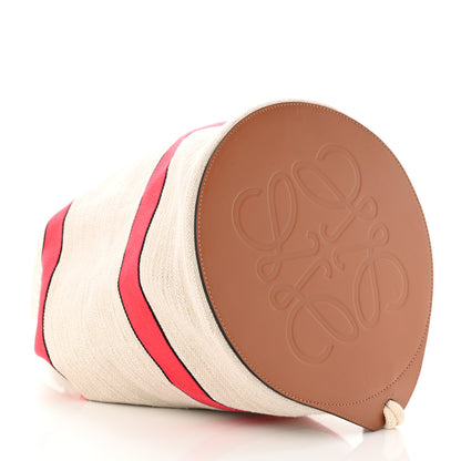 Loewe Calfskin Jacquard Linen Anagram Paulas Ibiza Small Sailor Bag Tan Ecru Red 4 of 12