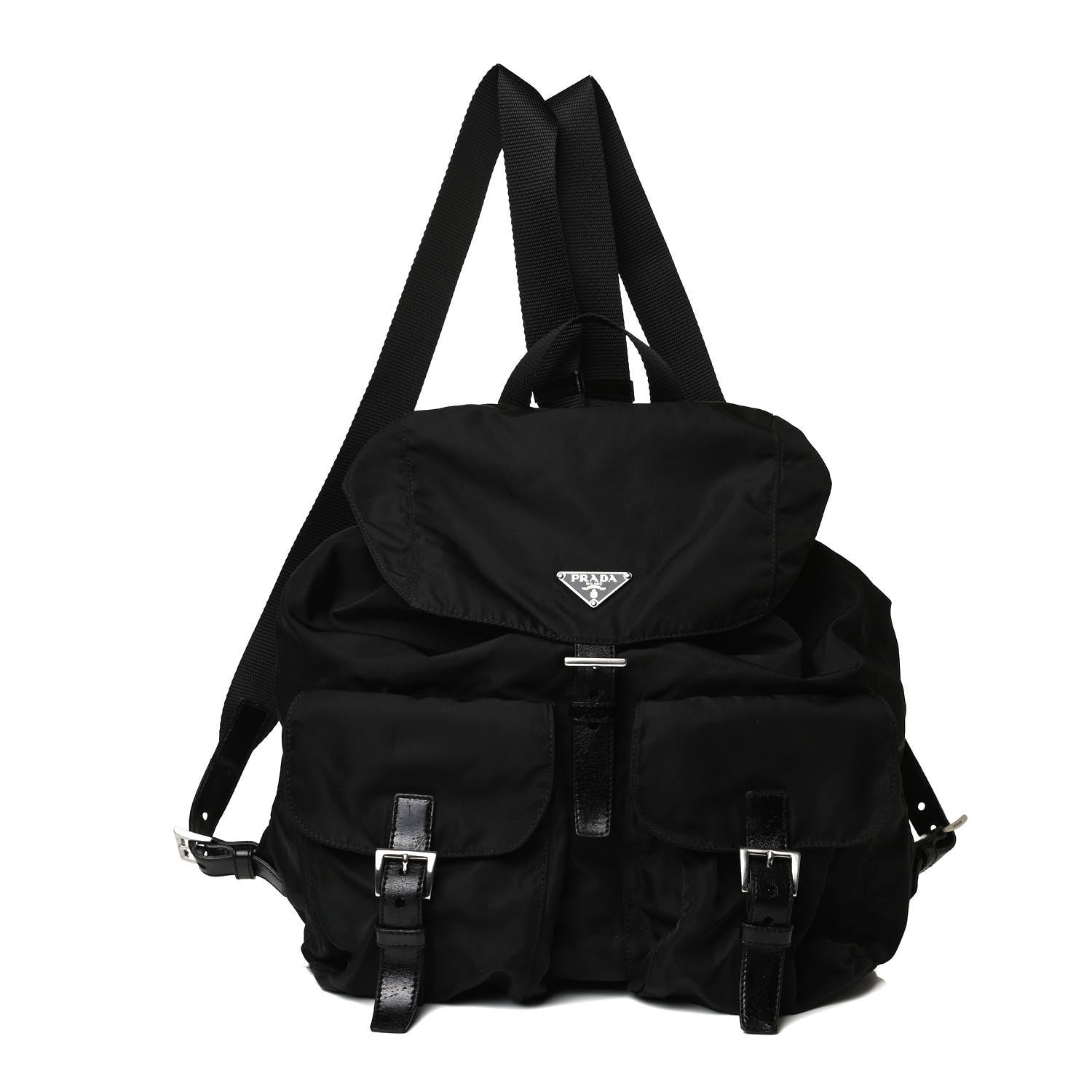 Prada Tessuto Nylon Saffiano Medium Backpack Black 1 of 17