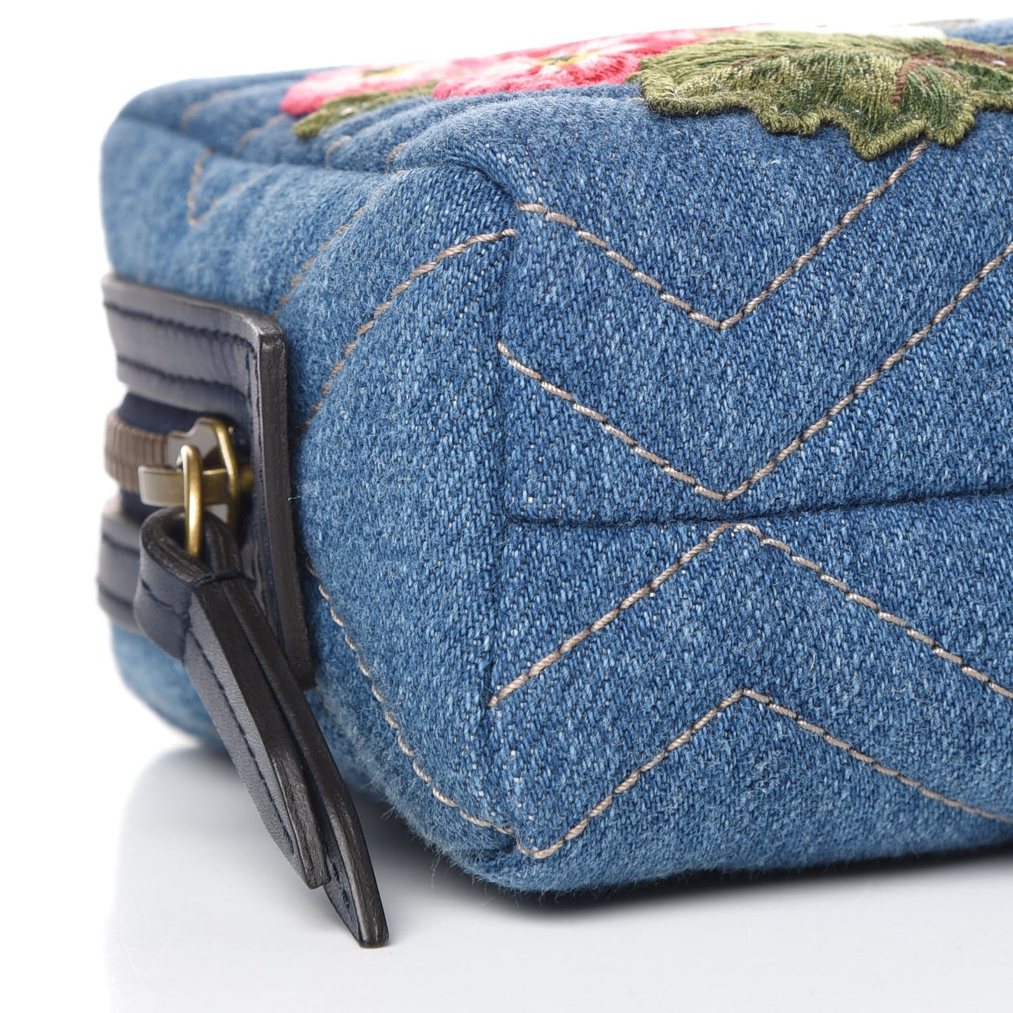 Denim Matelasse Flower Japan Limited GG Marmont Cosmetic Case Blue