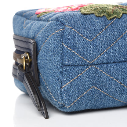 Gucci Denim Matelasse Flower Japan Limited GG Marmont Cosmetic Case Blue 8 of 9