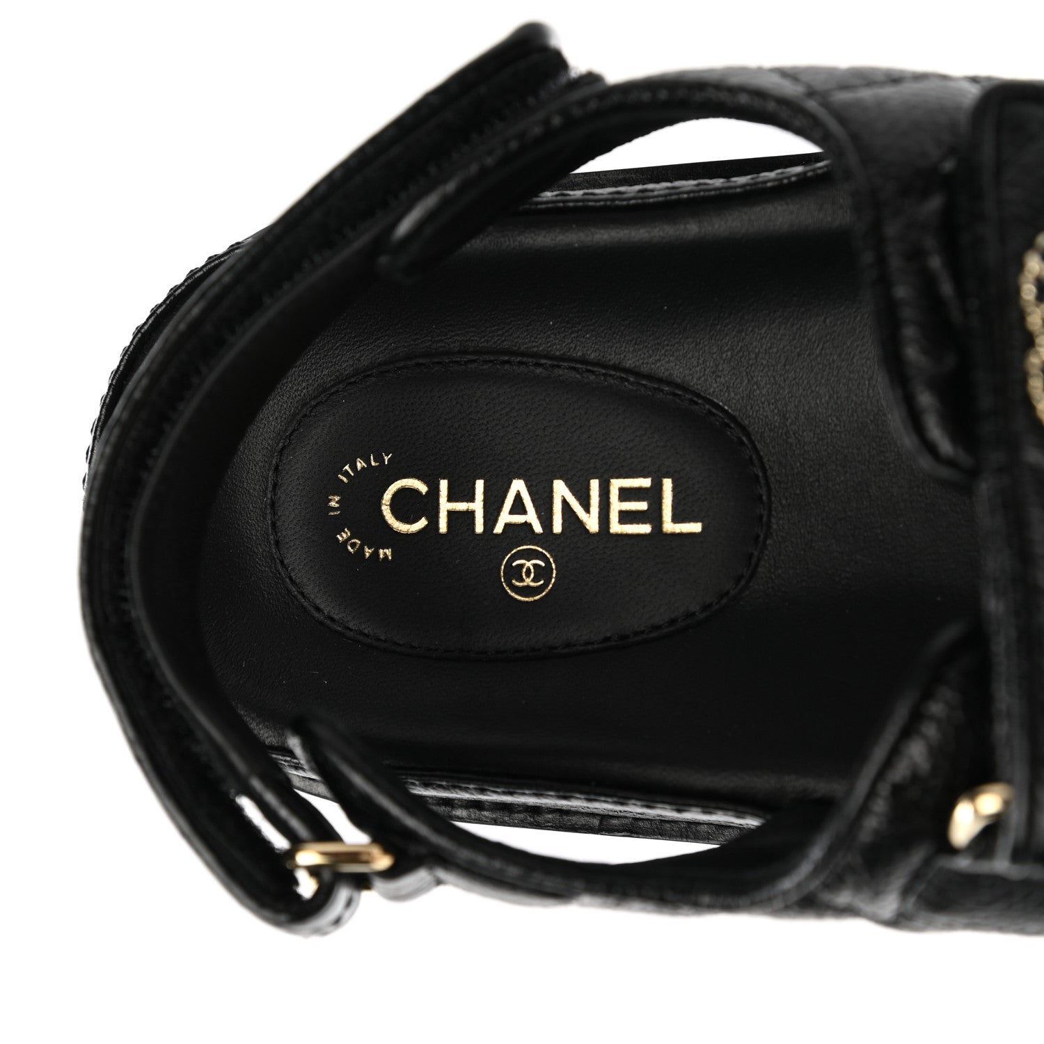 Chanel Grained Calfskin Velcro Dad Sandals 38.5 Black 7 of 9