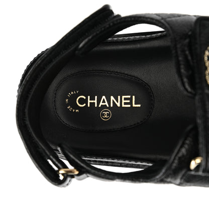 Chanel Grained Calfskin Velcro Dad Sandals 38.5 Black 7 of 9