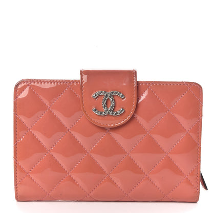 Chanel Patent Quilted Brilliant Zipped Pocket Wallet Pink 1 of 10