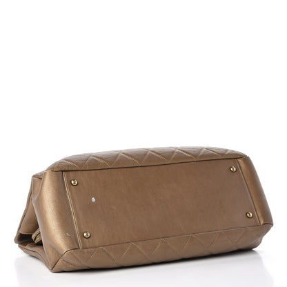 Chanel Metallic Calfskin Quilted Large CC Crown Tote Gold 4 of 14