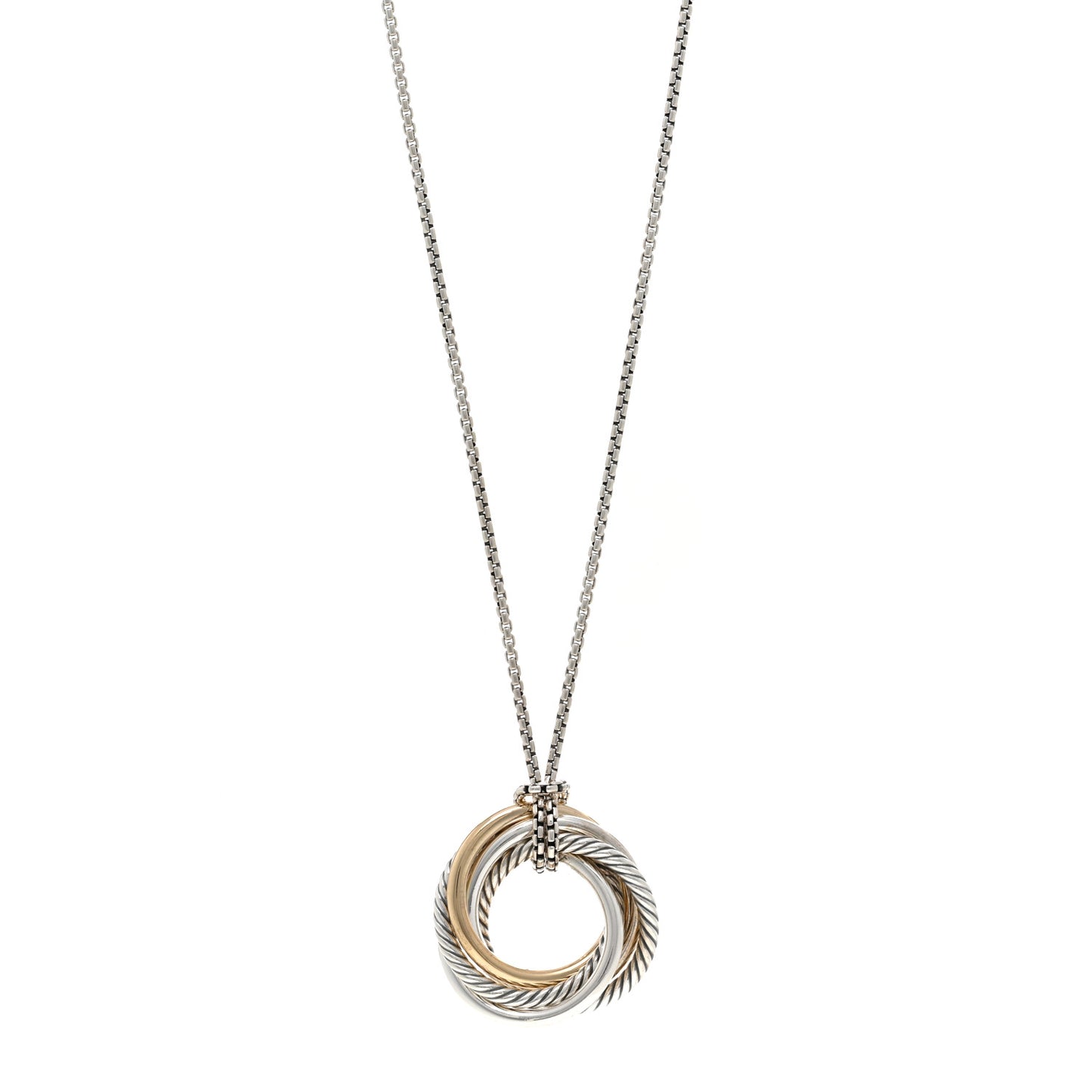 Sterling Silver 14K Yellow Gold 28mm Crossover Pendant Necklace