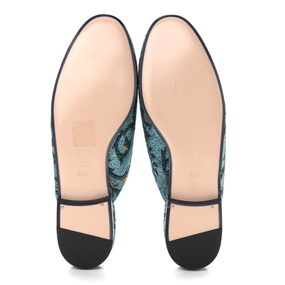 Gucci Iridescent Brocade Womens Princetown Slippers 35.5 Azure Multicolor Oro 6 of 9