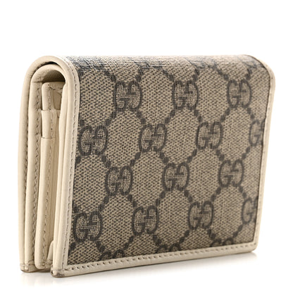 Gucci GG Supreme Monogram Azalea Calfskin Horsebit 1955 Card Case Wallet Beige Ebony Mystic White 3 of 8