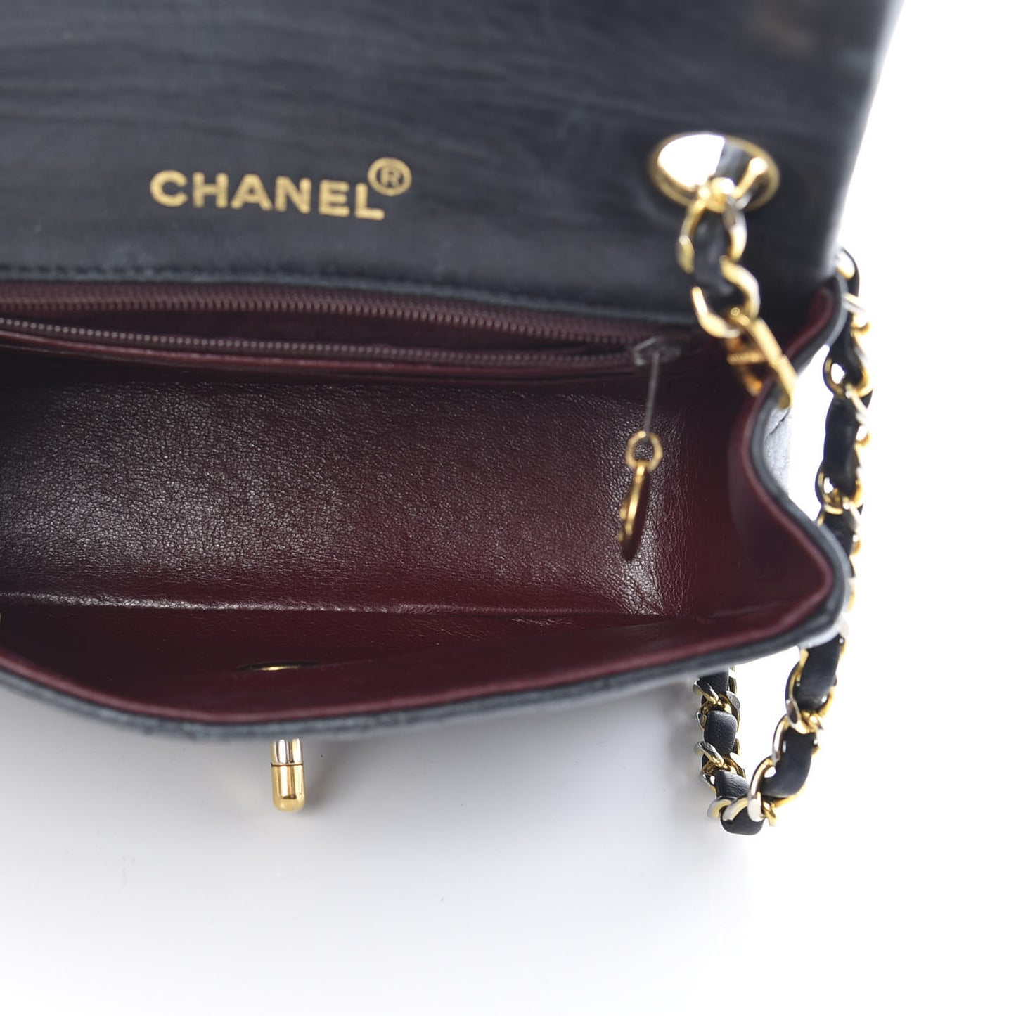 Lambskin Quilted Mini Square Flap Black