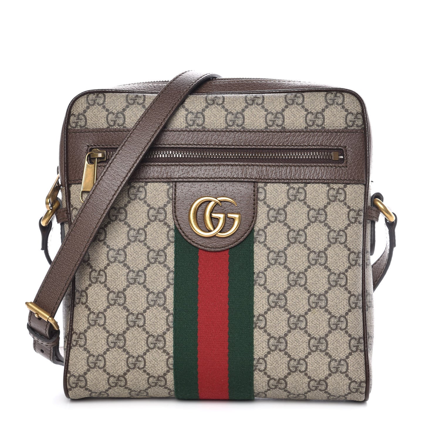 GG Supreme Monogram Web Small Ophidia Messenger Bag Brown