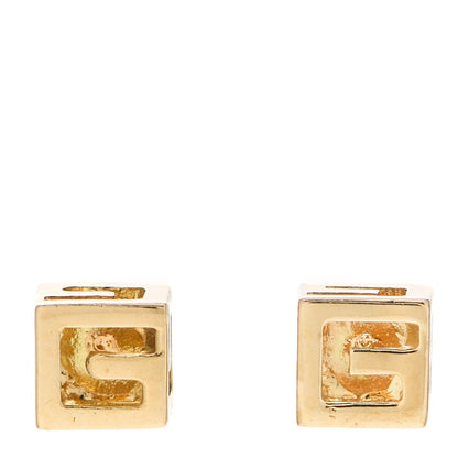 Gucci 18K Yellow Gold Logo Cube Stud Earrings 1 of 5