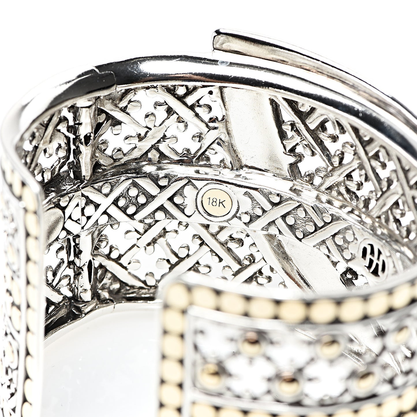 Sterling Silver 18K Yellow Gold Wide Jaisalmer Dot Kick Cuff Bracelet