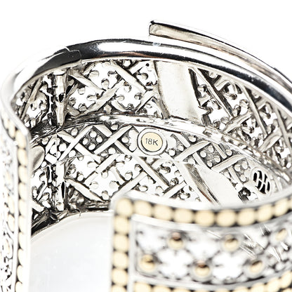 John Hardy Sterling Silver 18K Yellow Gold Wide Jaisalmer Dot Kick Cuff Bracelet 4 of 5