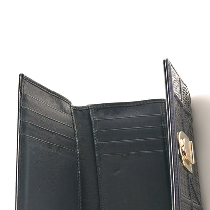 Christian Dior Metallic Patent Micro-Cannage Diorama Elancee Wallet Dark Blue 5 of 9