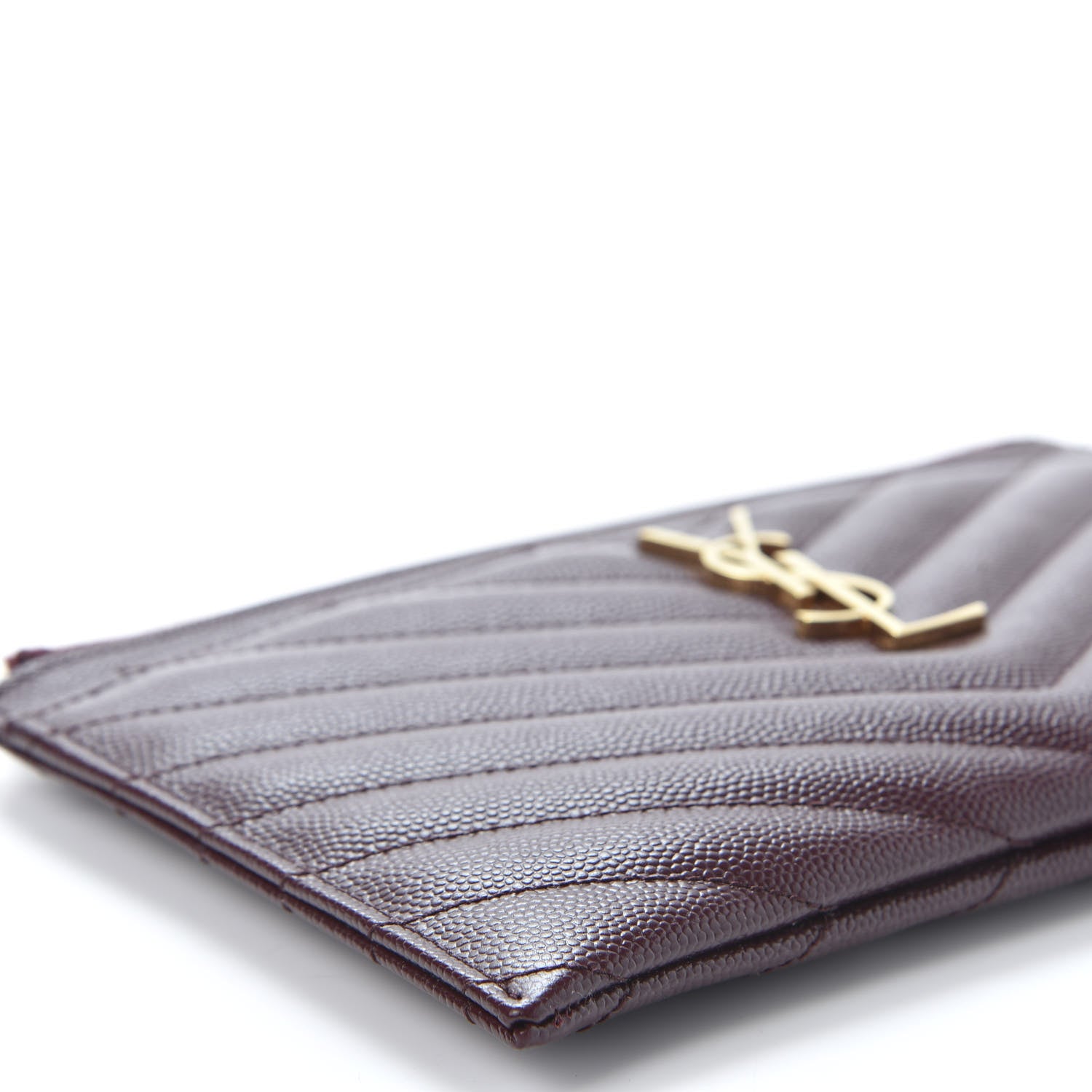 Saint Laurent Grain De Poudre Matelasse Chevron Monogram Bill Pouch Amaranto 5 of 9