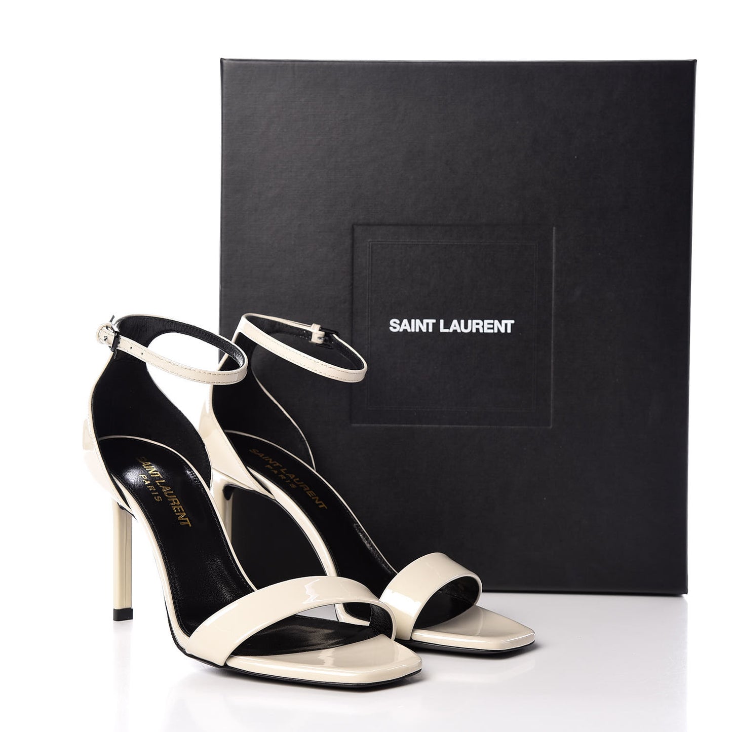 Patent Calfskin Amber 85 Ankle Strap Sandals 35 Neutro