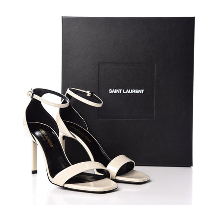 Saint Laurent Patent Calfskin Amber 85 Ankle Strap Sandals 35 Neutro 8 of 8