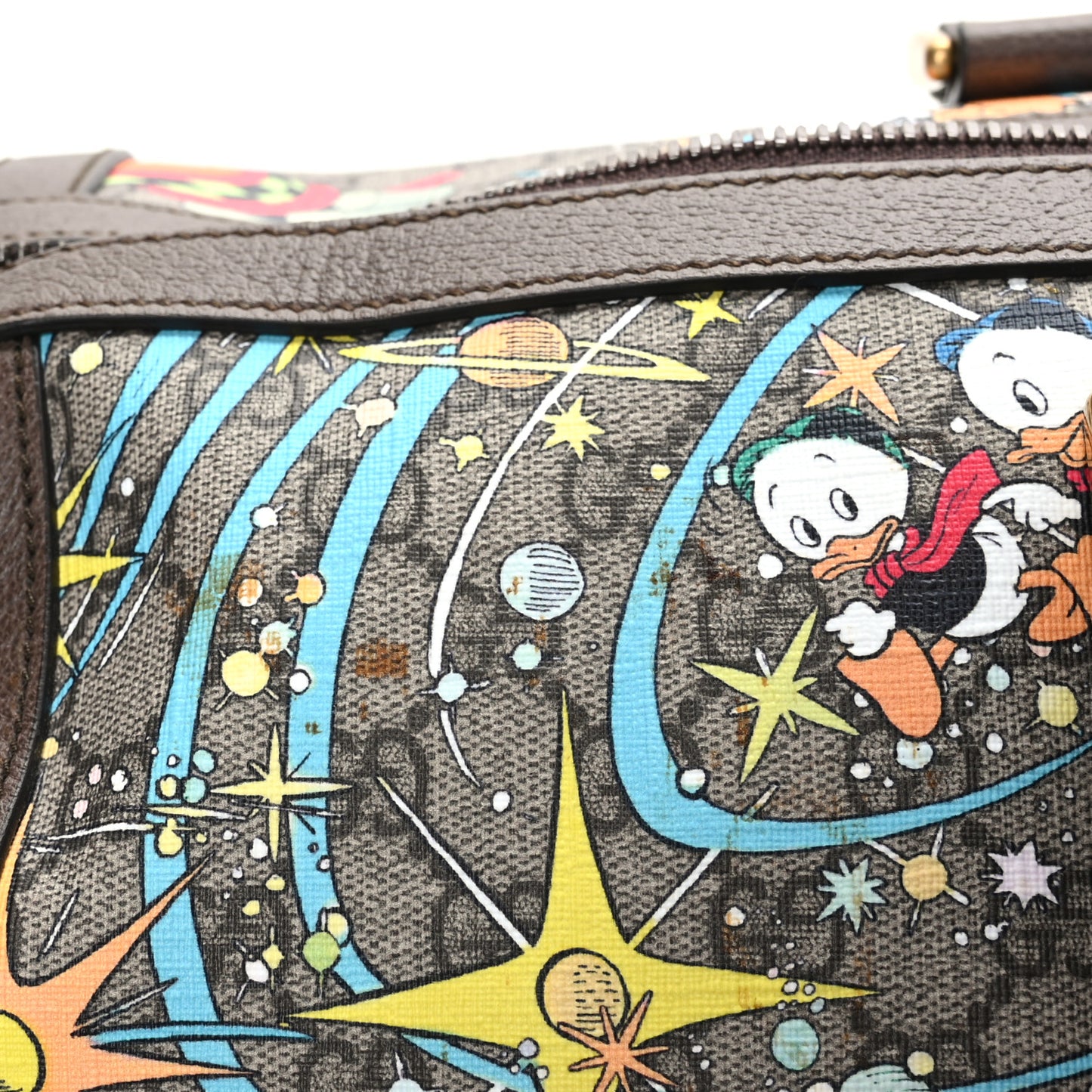 X DISNEY GG Supreme Monogram Donald Duck Retro Interlocking G Duffle Bag Beige Multicolor New Acero