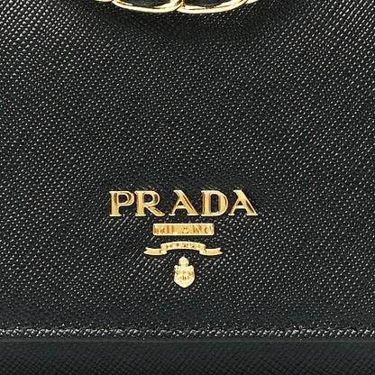 Prada Saffiano Metal Oro Chain Wallet Black 8 of 11