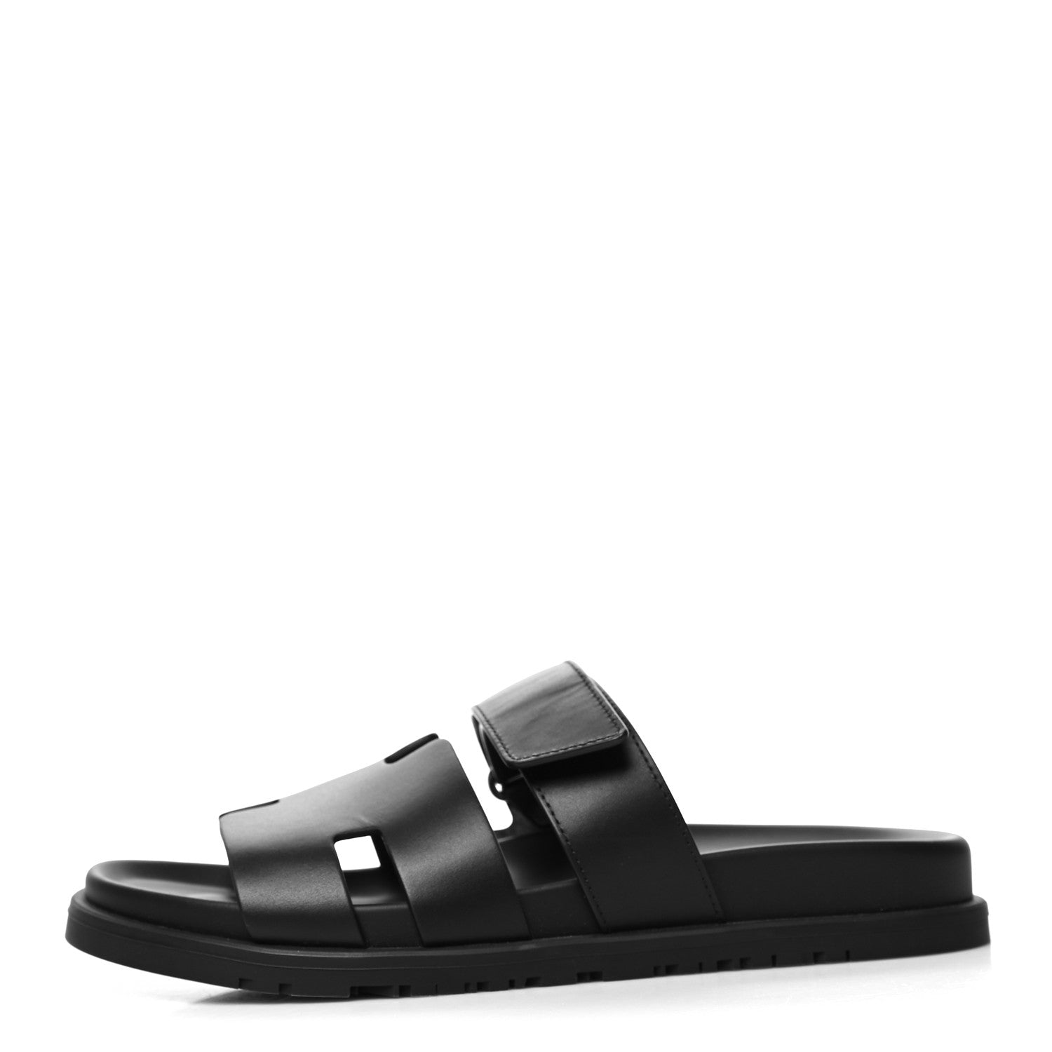Hermes Calfskin Womens Chypre Sandals 39 Black 1 of 9