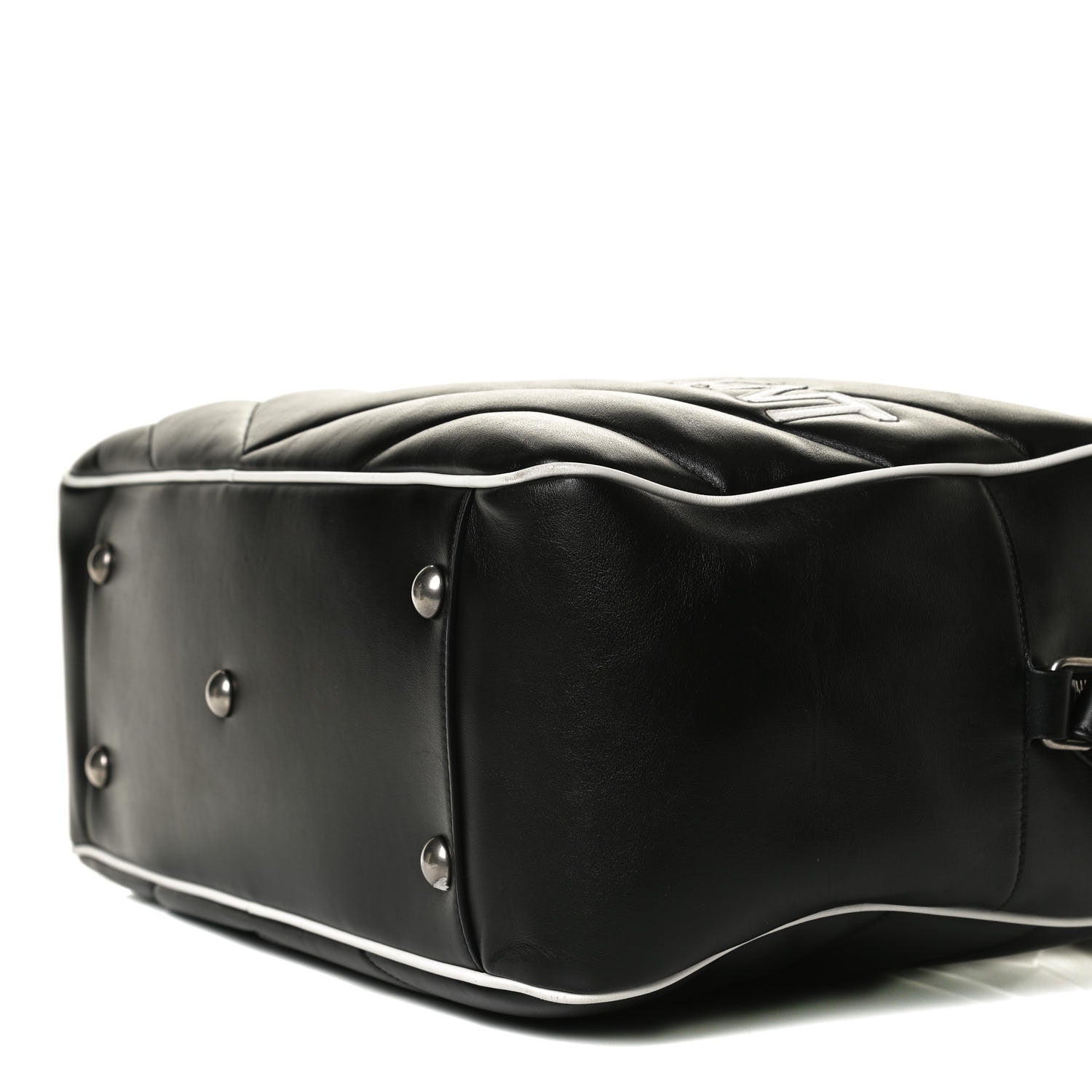 Saint Laurent Calfskin Miles Logo Bowler Duffel Bag Black 10 of 15