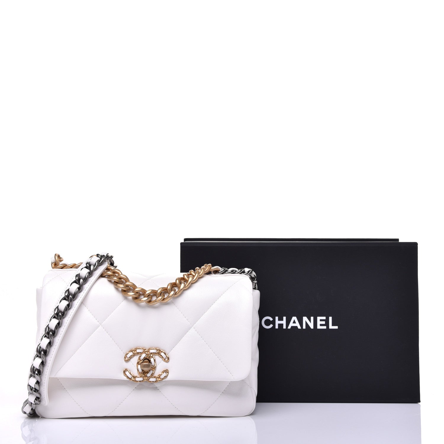 Chanel Lambskin Quilted Medium 19 Flap White 12 of 12