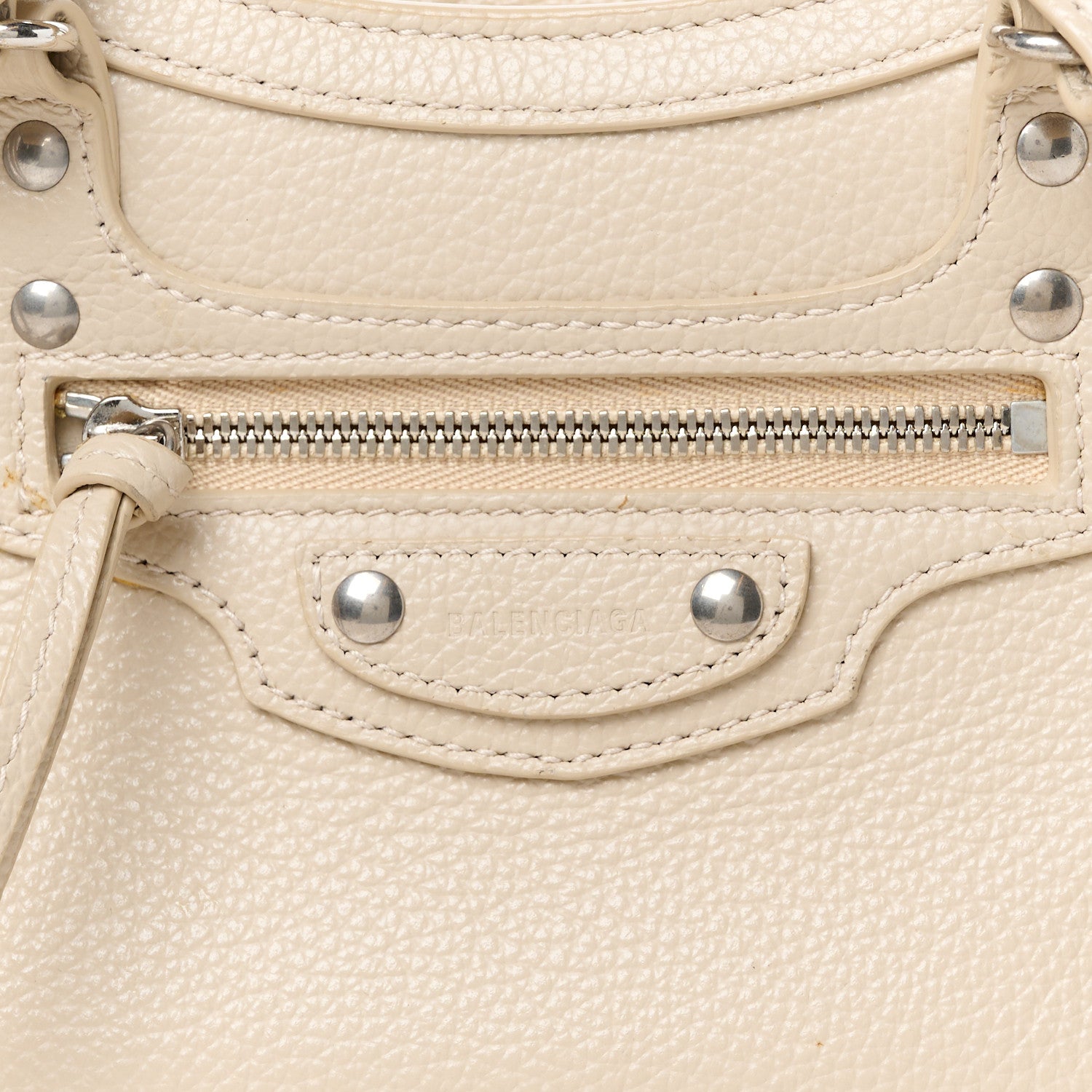 Balenciaga Grained Calfskin Neo Classic Silver Hardware Mini City Cream 9 of 12