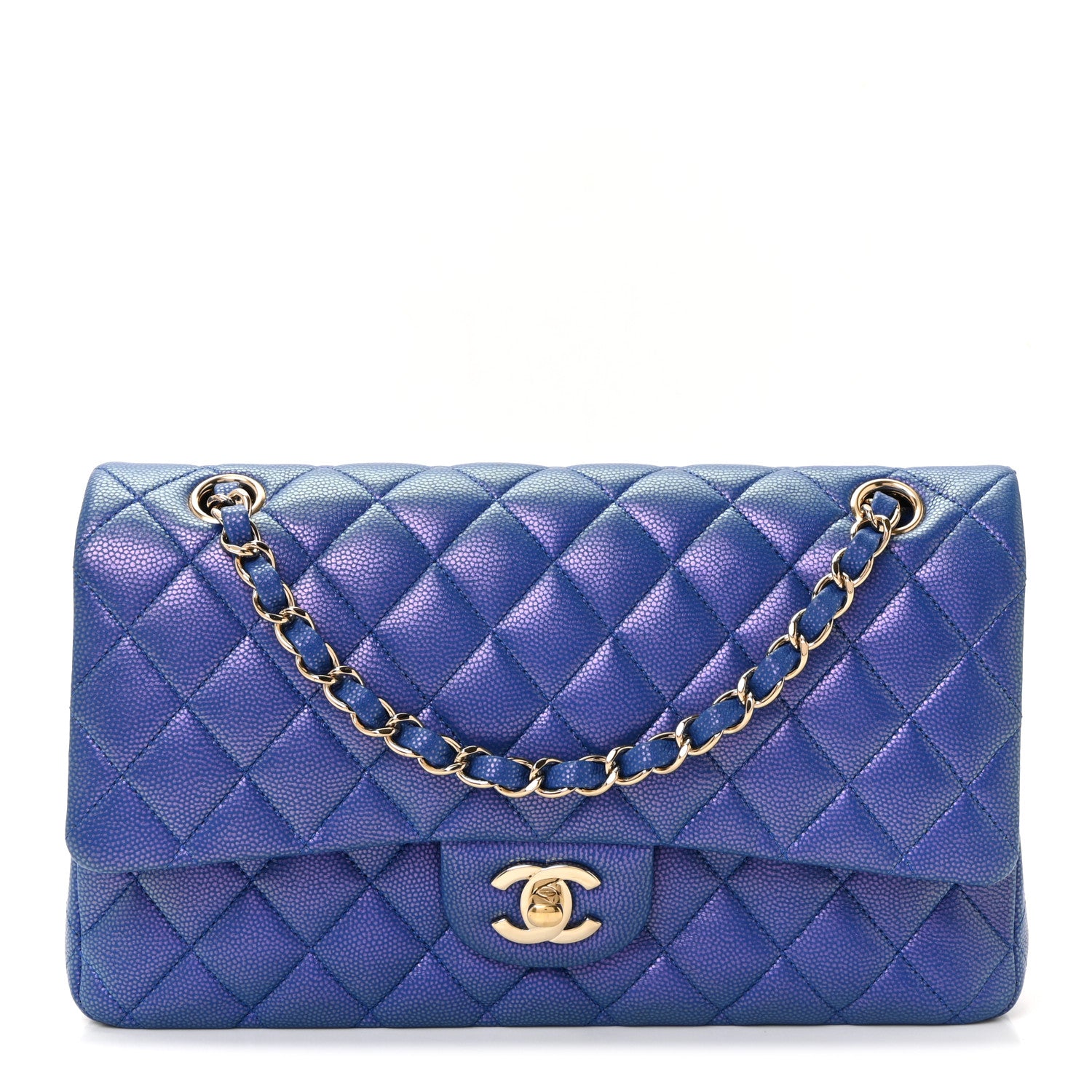 Chanel Iridescent Caviar Quilted Medium Double Flap Blue 1 of 10