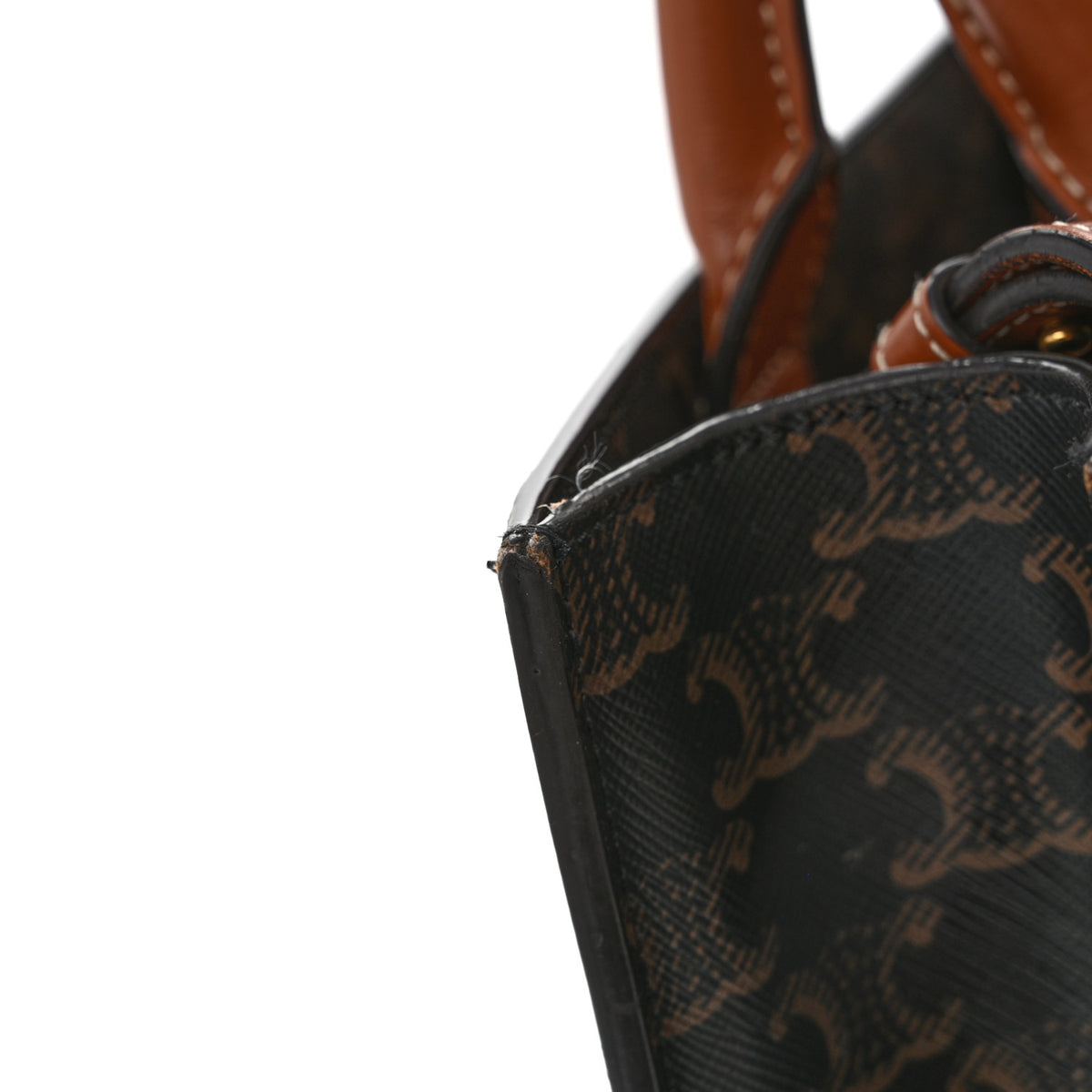 Celine Triomphe Canvas Calfskin Small Vertical Cabas Tan 15 of 15
