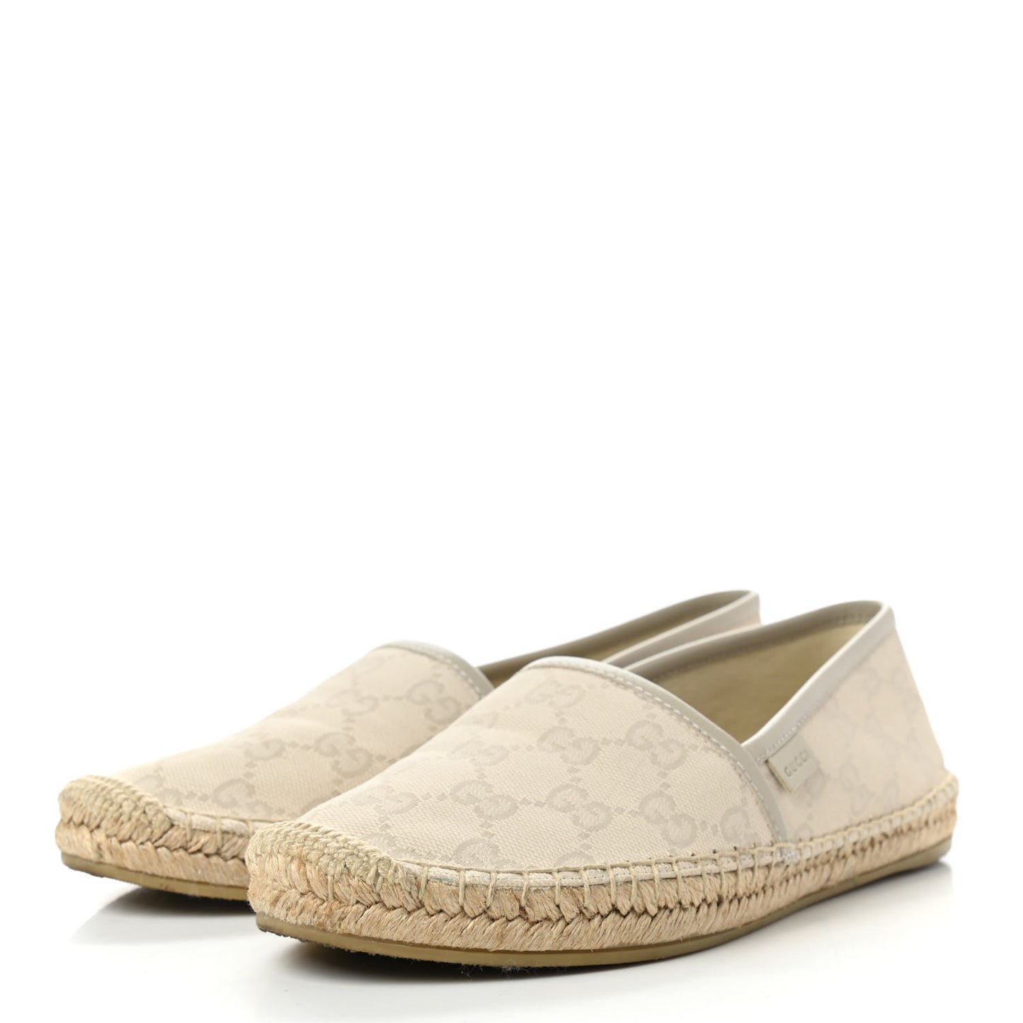 Washed Cotton Miro Soft Calfskin GG Monogram Espadrilles 36.5 White Mystic White