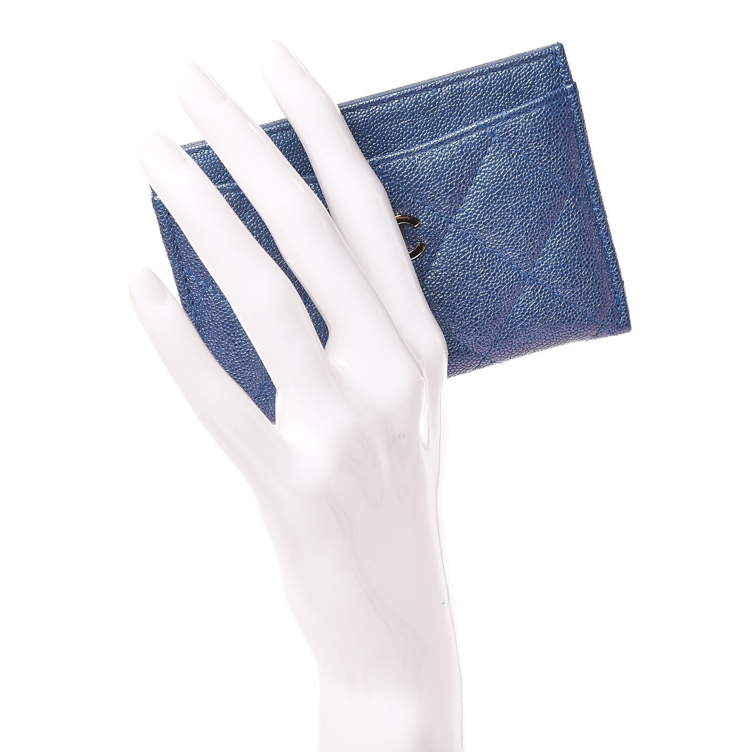 Chanel Iridescent Caviar Quilted Card Holder Dark Blue 2 of 9