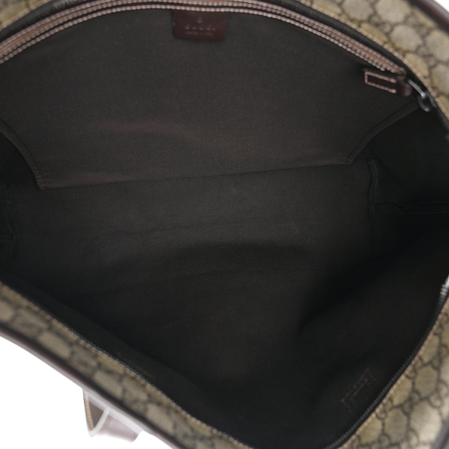 Gucci GG Supreme Monogram Medium Zippered Shopping Tote Dark Brown 5 of 10