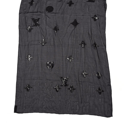 Louis Vuitton Silk Crepe Monogram Scarf Black 3 of 5