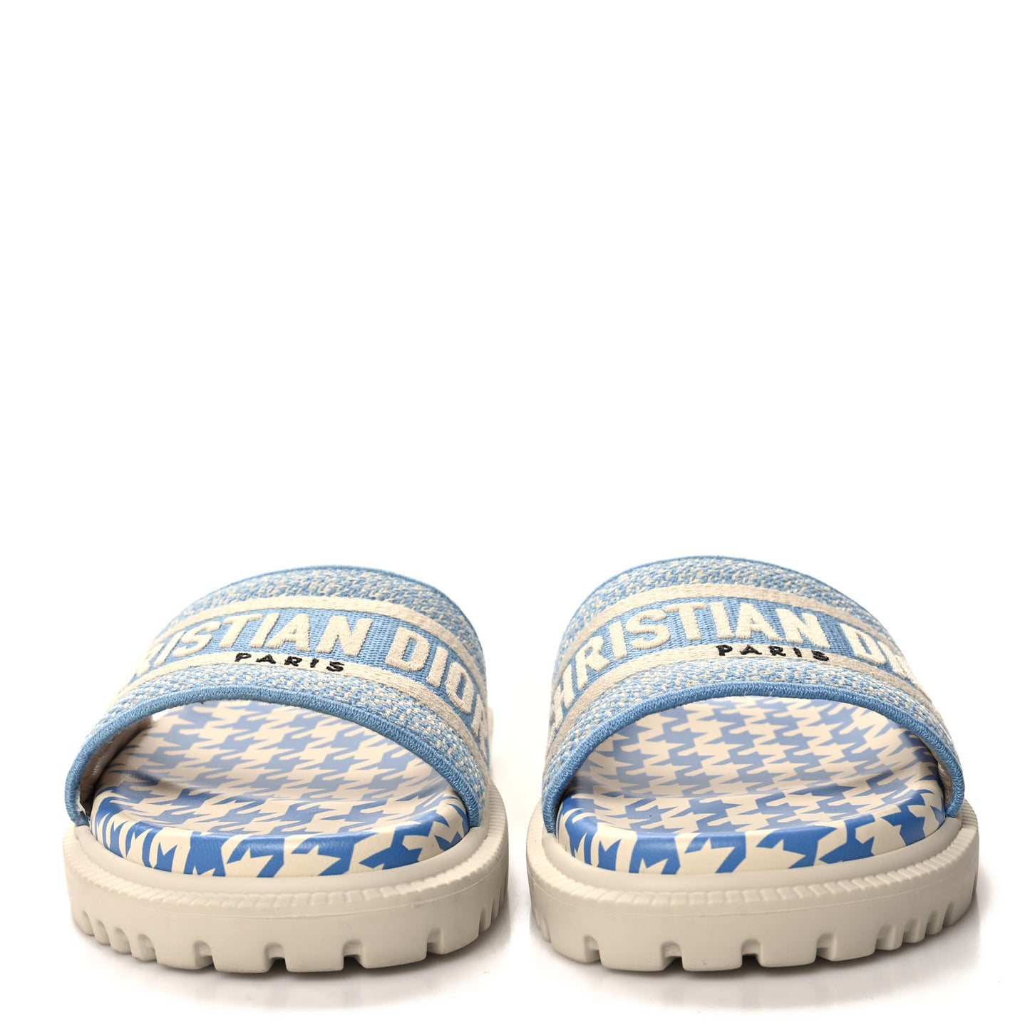 Micro PDP Cotton Houndstooth Embroidered Dway 10mm Slide Sandals 35.5 Cornflower