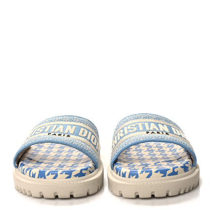 Christian Dior Micro PDP Cotton Houndstooth Embroidered Dway 10mm Slide Sandals 35.5 Cornflower 2 of 8