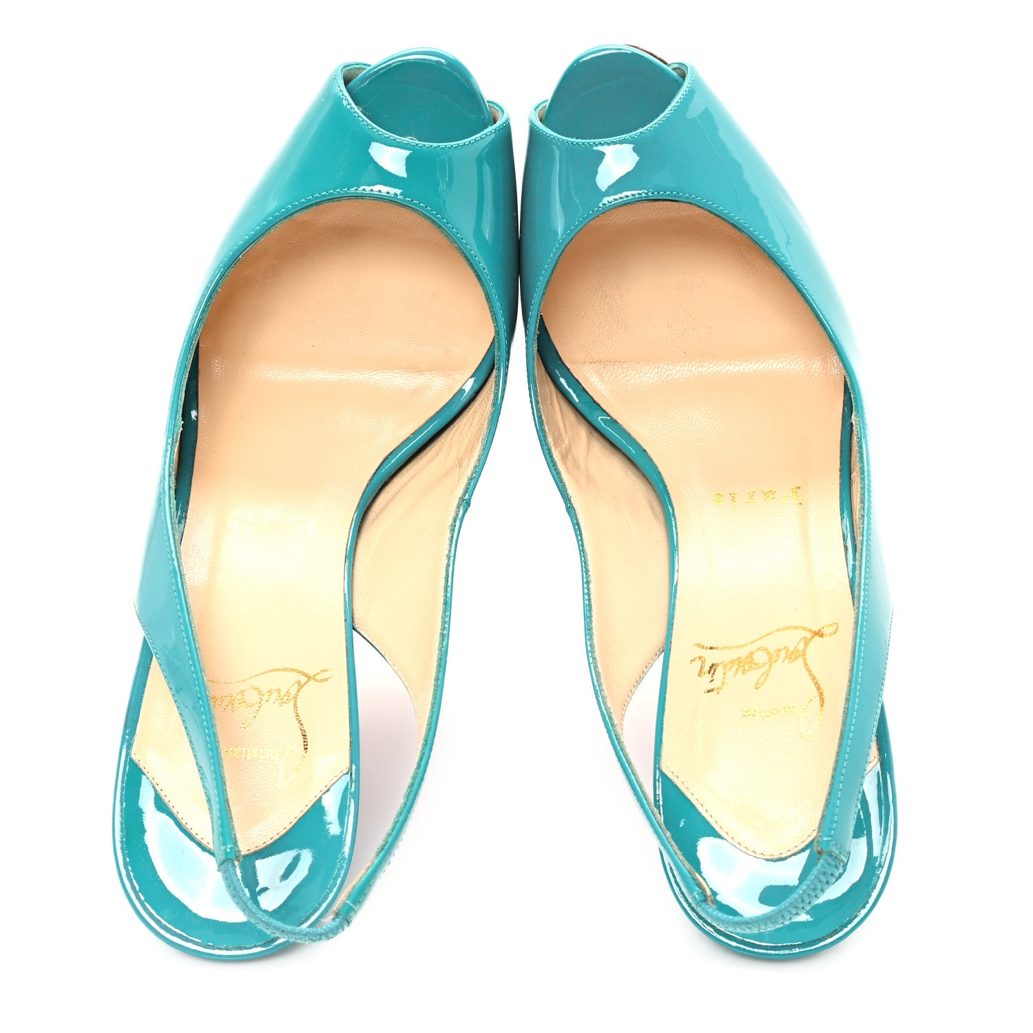 Christian Louboutin Patent Vendome Sling 120 Pumps 36.5 Caraibes 2 of 9
