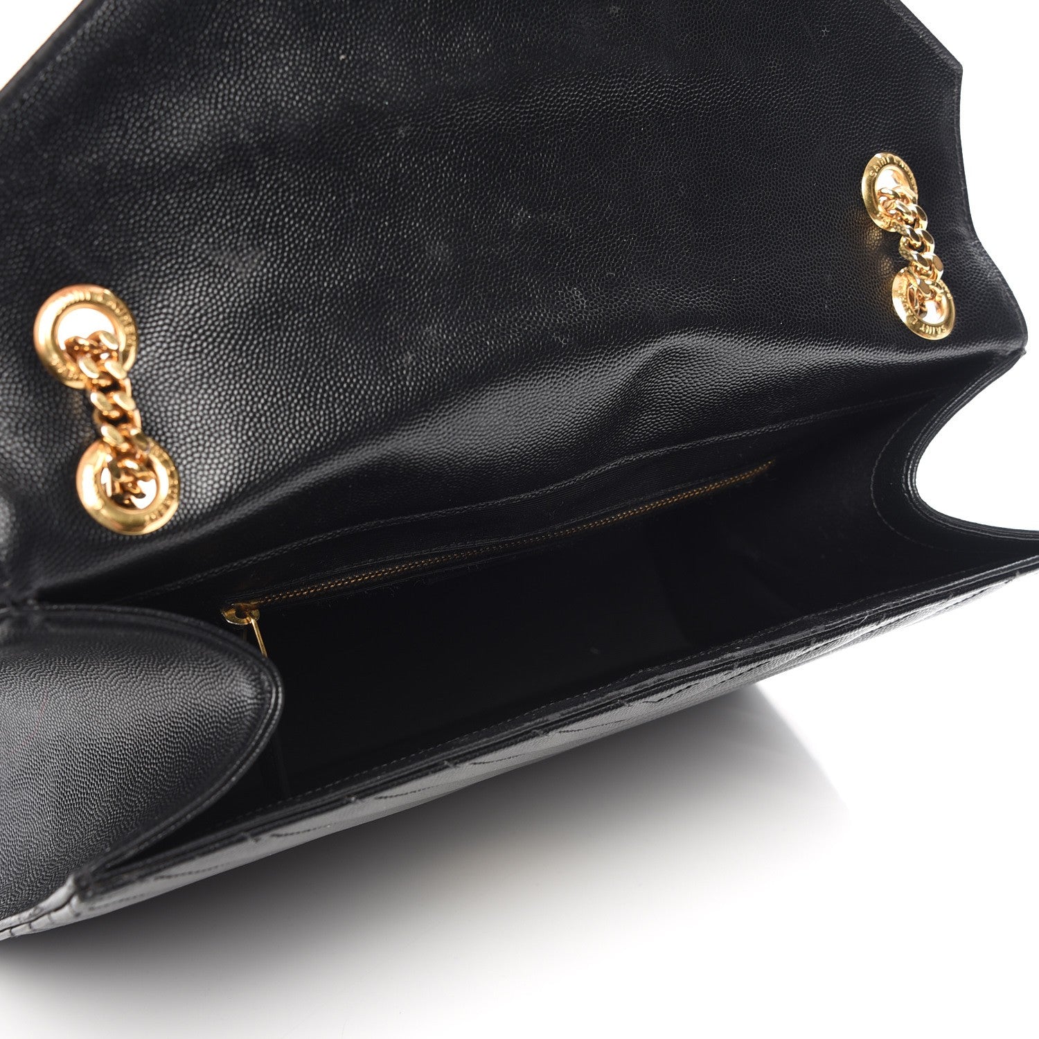 Saint Laurent Grain De Poudre Matelasse Chevron Large Monogram Satchel Black 7 of 10