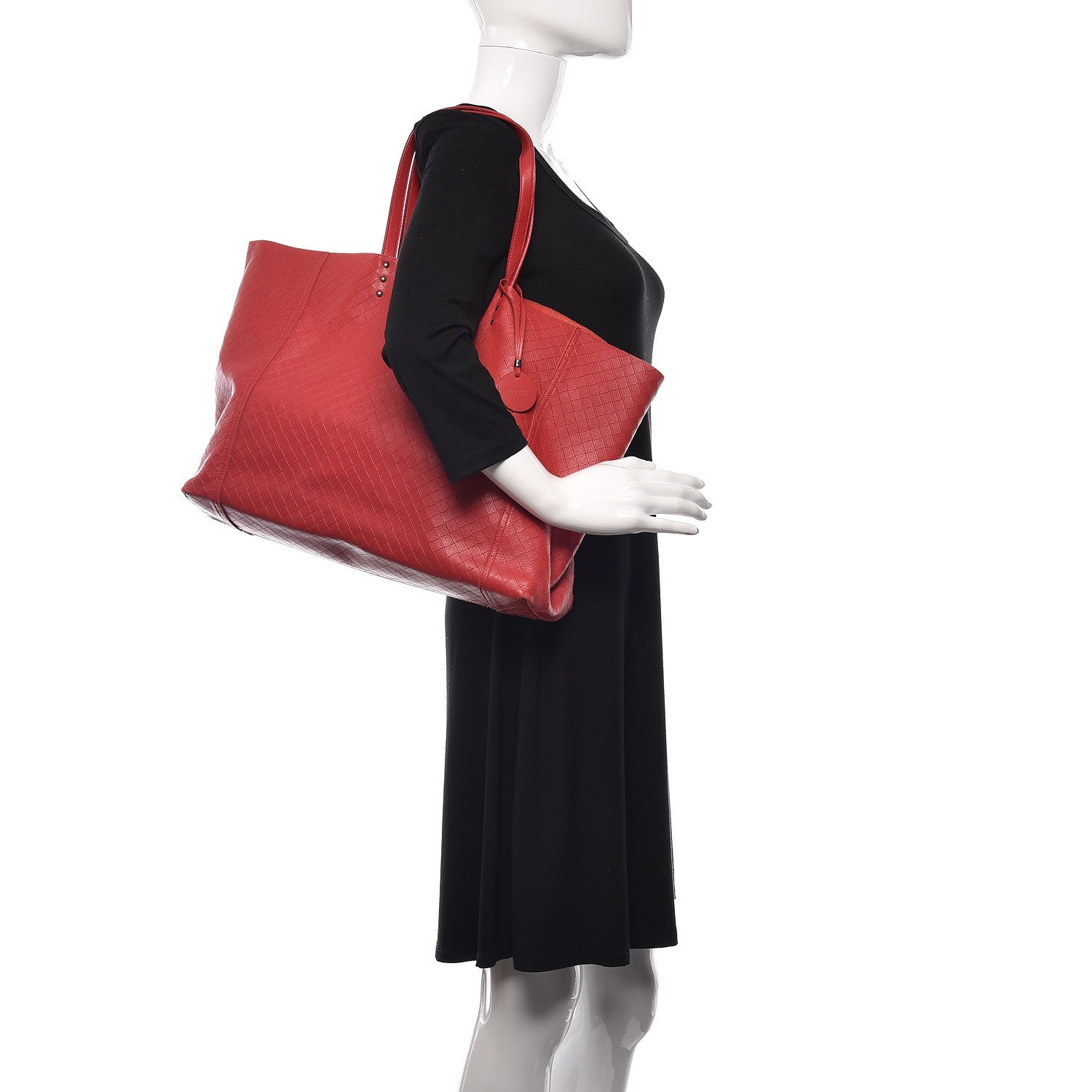Bottega Veneta Calfskin Intrecciomirage Tote Red 2 of 10