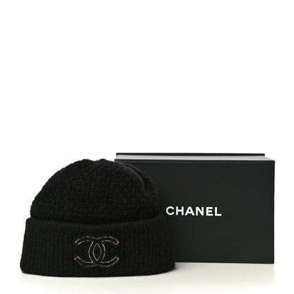 Chanel Cashmere Silk CC Beanie Hat Black 5 of 5